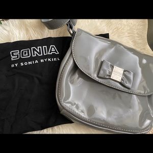 Sonia Rykiel patent leather crossbody bag grey